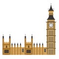 Big Ben clock London vector flat icon