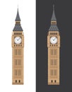 Big Ben clock tower flat illustration