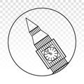 Big Ben / Clock tower london - line art icon for apps and websites.