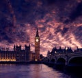 Big Ben Clock Tower London at Thames River Royalty Free Stock Photo