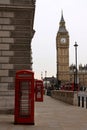 Big Ben Clock Tower and red phone boxes Royalty Free Stock Photo