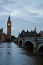 Big Ben and empty bridge, nobody in the early morning in London Royalty Free Stock Photo