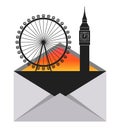 Big ben and Ferris wheel in envelope