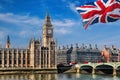 Big Ben with flag of United Kingdom in London, UK Royalty Free Stock Photo