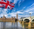 Big Ben with flag of United Kingdom in London, UK Royalty Free Stock Photo