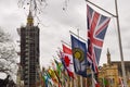 Big Ben and flags at Parliament Square for Commonwealth Day Royalty Free Stock Photo