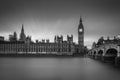 Big Ben and House of Parliament black white Royalty Free Stock Photo