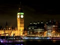 the big ben and the house of parliament and westminster bridge at night, london, uk Royalty Free Stock Photo