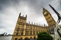 Big Ben, the House of Parliament, wide angle view from Westminster Bridge, London, UK Royalty Free Stock Photo