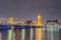 Big Ben and the house of Parliaments in London at night Royalty Free Stock Photo