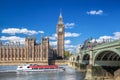 Big Ben and Houses of Parliament with boat in London, England, UK Royalty Free Stock Photo