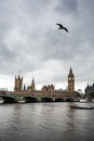 Big Ben and Houses of Parliament with boat in London, England, UK. Royalty Free Stock Photo