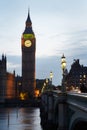 Big Ben and Houses of parliament at dusk in London Royalty Free Stock Photo