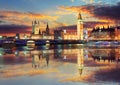 Big Ben and Houses of Parliament at evening, London, UK Royalty Free Stock Photo