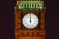 Big Ben of the Houses of Parliament London England UK at night striking midnight on new year`s eve Royalty Free Stock Photo