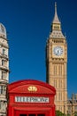 Big Ben and Red Telephone Box, London, England Royalty Free Stock Photo