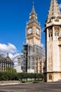 Big Ben, houses of Parliament UK, with scaffolding.