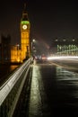 Big Ben, Houses of Parliament, Westminster Bridge, London at Night Royalty Free Stock Photo