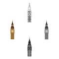 Big Ben icon in cartoon,black style isolated on white background. England country symbol stock vector illustration. Royalty Free Stock Photo