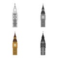 Big Ben icon in cartoon style isolated on white background. England country symbol stock vector illustration. Royalty Free Stock Photo