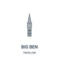 big ben icon vector from travelling collection. Thin line big ben outline icon vector illustration. Linear symbol Royalty Free Stock Photo