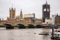 Big Ben clock tower and Thames River in London England Royalty Free Stock Photo