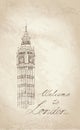 Big Ben, London, England, UK. Travel Europe old-fashioned background. Royalty Free Stock Photo