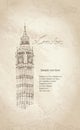 Big Ben, London, England, UK. Travel Europe old-fashioned background. Royalty Free Stock Photo