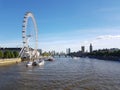 London Eye and Big Ben from Charing Cross Bridge over The Thames