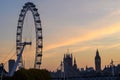 Big Ben and London Eye at Sunset Royalty Free Stock Photo