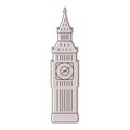 Big Ben London famous clock tower. Travel landmark illustration.