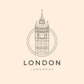 big ben london tower line art logo vector symbol illustration design