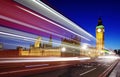 Big Ben in London with traffic. Long exposure with movement Royalty Free Stock Photo