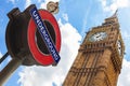 Big Ben and London Underground Sign, London, England Royalty Free Stock Photo