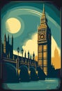 Big Ben is the name of a large bell in the center of the clock tower Royalty Free Stock Photo