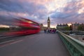 London, UK - circa May 2014: Sunset at The Big Ben and the Parliament House, London, United Kingdom Royalty Free Stock Photo