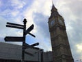 Big Ben, light, landmark, sunset, touristic attraction and romantic atmosphere in London city, England Royalty Free Stock Photo