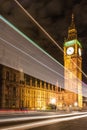 Big Ben and night traffic on Westminster Bridge Royalty Free Stock Photo