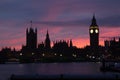 Big Ben, Palace of Westminster and the bridge in London at sunset, UK Royalty Free Stock Photo