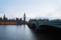 Big Ben and Palace of Westminster at dusk in London Royalty Free Stock Photo