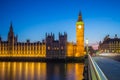 The Big Ben with the Parliament at blue hour, London, UK Royalty Free Stock Photo