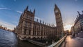 The Big Ben and part of the House of Parliament in London at sunset