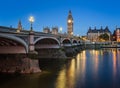 Big Ben, Queen Elizabeth Tower and Wesminster Bridge Illuminated