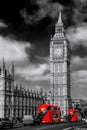 Big Ben with red buses on the bridge during sunny day in London, England, UK Royalty Free Stock Photo