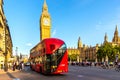 Big Ben and red double decker bus in London, England, UK Royalty Free Stock Photo