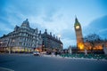 Big Ben and statue of Sir Winston Churchill, London, England Royalty Free Stock Photo