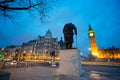 Big Ben and statue of Sir Winston Churchill, London, England Royalty Free Stock Photo