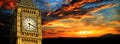 Big Ben at sunset panorama, London Royalty Free Stock Photo