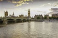 Big Ben tower clock during golden hour. Royalty Free Stock Photo