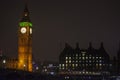 Big Ben Tower Clock in London, England, UK at night Royalty Free Stock Photo